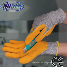 NMSAFETY 13 gauge Nylon und HPPE und glasfaserbeschichtete Latex Handschuhe Schnittschutz